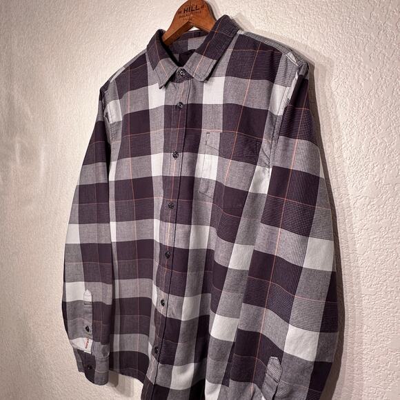 Prana Los Feliz Flannel Long Sleeve Button Up Shirt Charcoal Medium Slim - Picture 2 of 12